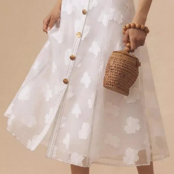 let me be puff-sleeve sheer midi dress Anthropologie | Dresses | Anthropologie Let Me Be Puffsleeve Sheer Midi Dress